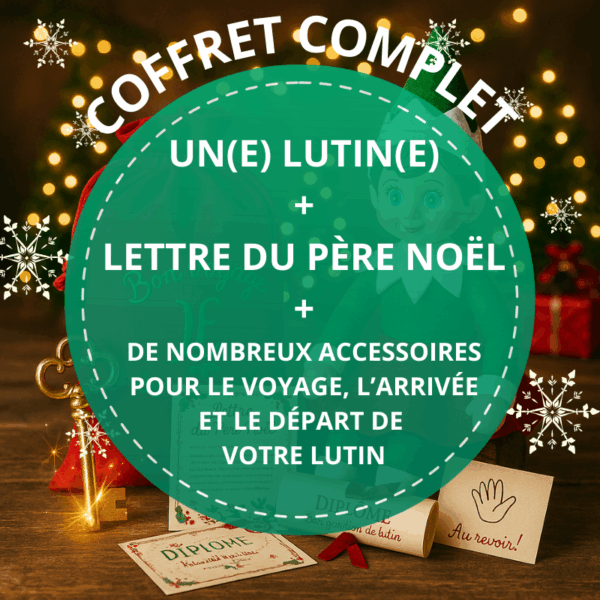 Coffret complet lutin farceur de noel, lettre du Père Noël et accessoires magiques de noel